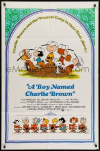 5k126 BOY NAMED CHARLIE BROWN 1sh 1970 baseball art of Snoopy & the Peanuts by Charles M. Schulz!
