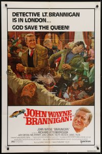 5k129 BRANNIGAN 1sh 1975 Douglas Hickox, great McGinnis art of fighting John Wayne in England!