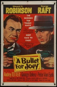 5k144 BULLET FOR JOEY 1sh 1955 George Raft & Edward G. Robinson pointing guns at each other!