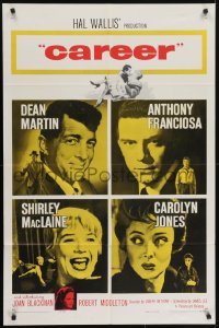5k156 CAREER 1sh 1959 Dean Martin, Shirley MacLaine, Tony Franciosa, Carolyn Jones