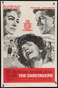 5k158 CARETAKERS 1sh 1963 Robert Stack, Polly Bergen & Joan Crawford in a mental hospital!