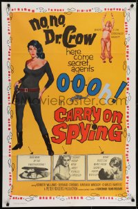 5k163 CARRY ON SPYING 1sh 1964 sexy English spy spoof, the most secrets exposed!