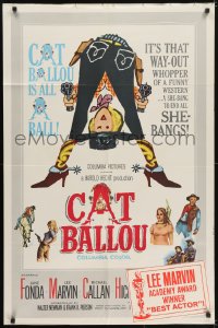 5k166 CAT BALLOU int'l 1sh 1965 classic sexy cowgirl Jane Fonda, Lee Marvin, great artwork!