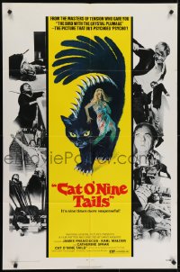 5k167 CAT O' NINE TAILS 1sh 1971 Dario Argento's Il Gatto a Nove Code, wild horror art of cat!