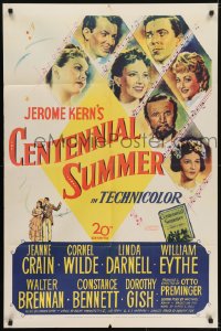 5k169 CENTENNIAL SUMMER 1sh 1946 cool art of Jeanne Crain, Cornel Wilde, Linda Darnell & cast!