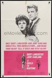 5k175 CHILD IS WAITING 1sh 1963 Howard Terpning art of Burt Lancaster & Judy Garland, Cassavetes!