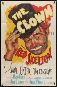 5k185 CLOWN 1sh 1953 great wacky headshot portrait of Red Skelton in full make up!