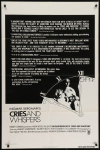 5k204 CRIES & WHISPERS 1sh 1973 Ingmar Bergman's Viskningar och Rop, cool artwork!