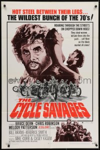 5k214 CYCLE SAVAGES 1sh 1970 hot steel between their legs, great motorcycle artwork!
