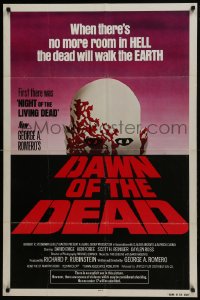 5k226 DAWN OF THE DEAD 1sh 1979 George Romero, no more room in HELL for the dead, red title design