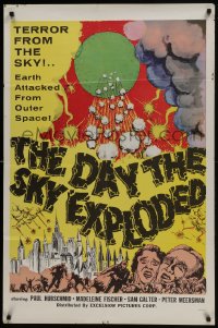 5k229 DAY THE SKY EXPLODED 1sh 1961 terror from the sky, art of Earth attacked from outer space!