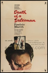 5k231 DEATH OF A SALESMAN 1sh 1952 Fredric March as Willy Loman, from Arthur Miller's play!