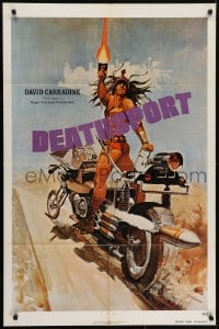 5k233 DEATHSPORT teaser 1sh 1978 David Carradine, great artwork of futuristic battle motorcycle!