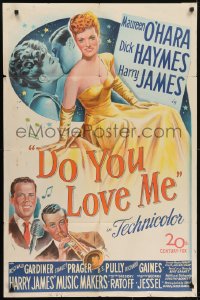 5k247 DO YOU LOVE ME 1sh 1946 art of Maureen O'Hara, Haymes, Harry James w/trumpet!