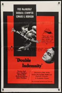 5k255 DOUBLE INDEMNITY military 1sh R1960s Stanwyck & MacMurray can't get away from Robinson, rare!