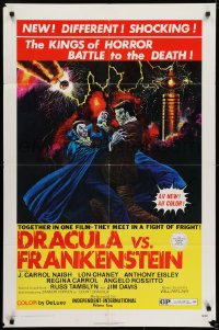5k260 DRACULA VS. FRANKENSTEIN 1sh 1971 monster art of the kings of horror battling to the death!