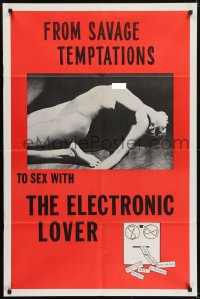 5k275 ELECTRONIC LOVER 1sh 1966 wild sci-fi image of completely naked woman and wacky art!