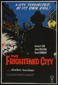 5k323 FRIGHTENED CITY English 1sh 1961 early Sean Connery, Herbert Lom, cool crime art!