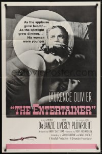 5k283 ENTERTAINER 1sh 1960 as Laurence Olivier's spotlight grew dimmer, his women were younger!