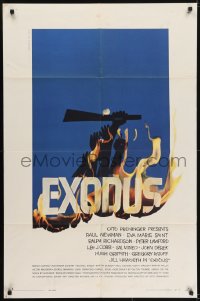 5k291 EXODUS 1sh 1961 Otto Preminger, great artwork of arms reaching for rifle by Saul Bass!