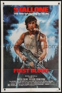 5k306 FIRST BLOOD 1sh 1982 artwork of Sylvester Stallone as John Rambo by Drew Struzan!