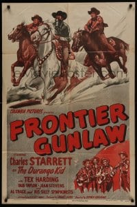 5k325 FRONTIER GUNLAW 1sh 1945 Charles Starrett as Durango Kid wins sockin'est shootin'est scrap!