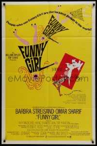 5k327 FUNNY GIRL 1sh 1969 Barbra Streisand, Sharif, Wyler, great art by BOTH Bob Peak & Tal Stubis!