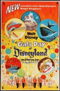 5k328 GALA DAY AT DISNEYLAND 1sh 1960 Walt Disney, art of new attractions at the park, super rare!