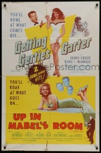 5k336 GETTING GERTIE'S GARTER/UP IN MABEL'S ROOM 1sh 1956 O'Keefe, romantic comedy double-feature!
