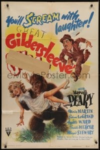 5k338 GILDERSLEEVE'S GHOST 1sh 1944 Harold Peary horror comedy, wacky art of sexy girl & ape!