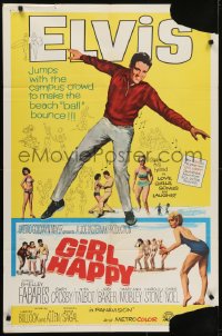5k339 GIRL HAPPY 1sh 1965 great image of Elvis Presley dancing, Shelley Fabares, rock & roll!