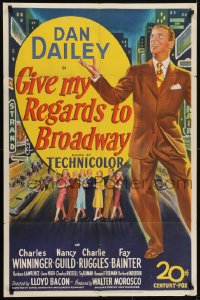 5k344 GIVE MY REGARDS TO BROADWAY 1sh 1948 art of Dan Dailey singing & dancing in New York!