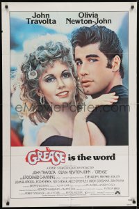 5k356 GREASE 1sh 1978 c/u of John Travolta & Olivia Newton-John in a most classic musical!