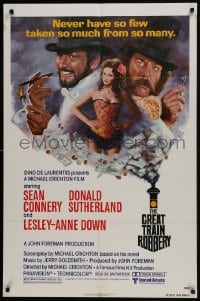 5k357 GREAT TRAIN ROBBERY 1sh 1979 art of Sean Connery, Sutherland & Lesley-Anne Down by Tom Jung!