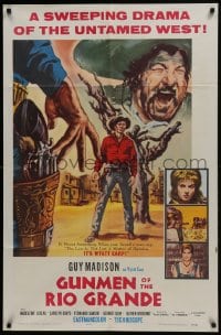 5k361 GUNMEN OF RIO GRANDE 1sh 1965 cool spaghetti western art of Guy Madison as Wyatt Earp!