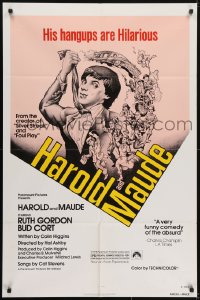 5k369 HAROLD & MAUDE 1sh R1979 Hal Ashby classic, Ruth Gordon, Bud Cort's hang-ups are hilarious!