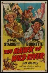 5k370 HAWK OF WILD RIVER 1sh 1952 Charles Starrett, Smiley Burnette, Jock Mahoney & Moore!