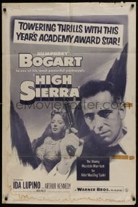 5k383 HIGH SIERRA 1sh R1952 great completely different image of Mad Dog Humphrey Bogart & Lupino!