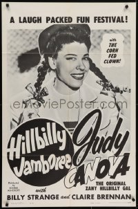 5k386 HILLBILLY JAMBOREE 1sh 1960 original zany hillbilly gal Judy Canova w/the Corn Fed Clown!