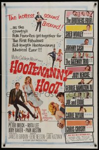 5k392 HOOTENANNY HOOT 1sh 1963 cool musical images with a ton of top country music stars!