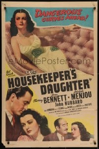 5k396 HOUSEKEEPER'S DAUGHTER 1sh R1946 Hal Roach, sexy Joan Bennett has dangerous curves ahead!