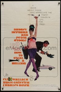 5k398 HOW TO STEAL A MILLION 1sh 1966 Robert McGinnis art of sexy Audrey Hepburn & Peter O'Toole!