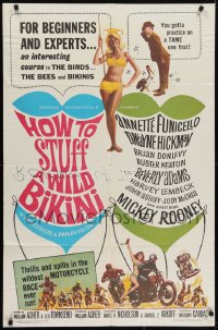 5k399 HOW TO STUFF A WILD BIKINI 1sh 1965 Annette Funicello, Buster Keaton, motorcycle & bikini art