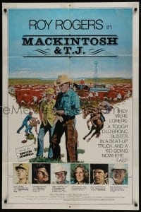 5k504 MACKINTOSH & T.J. 1sh 1975 Robert Tanenbaum art of cowboy Roy Rogers in his last movie!