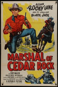 5k526 MARSHAL OF CEDAR ROCK 1sh 1953 cool art of cowboy Allan 'Rocky' Lane & Black Jack!