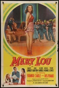 5k527 MARY LOU 1sh 1948 Robert Lowery, art of sexiest Joan Barton, cool big band & dancers!