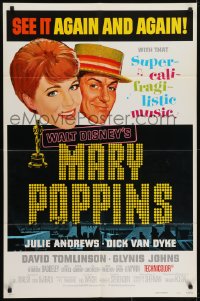 5k529 MARY POPPINS style B 1sh R1973 Julie Andrews & Dick Van Dyke in Walt Disney's musical classic!