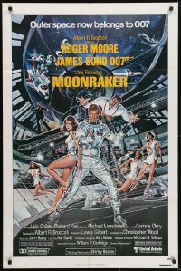 5k560 MOONRAKER 1sh 1979 Goozee art of Moore as James Bond, sexy Lois Chiles & Richard Kiel!