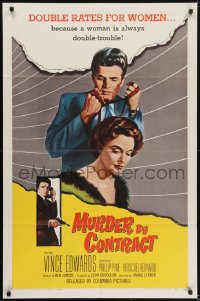 5k566 MURDER BY CONTRACT 1sh 1959 Vince Edwards prepares to strangle woman with necktie!