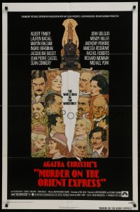 5k568 MURDER ON THE ORIENT EXPRESS 1sh 1974 Agatha Christie, great art of cast by Richard Amsel!